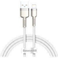 Дата кабель USB 2.0 AM to Lightning 2.0m Cafule Series Metal 2.4A White Baseus (CALJK-B02)