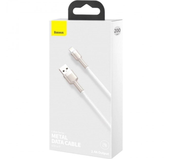 Baseus Дата кабель USB 2.0 AM to Lightning 2.0m Cafule Series Metal 2.4A White Baseus (CALJK-B02)