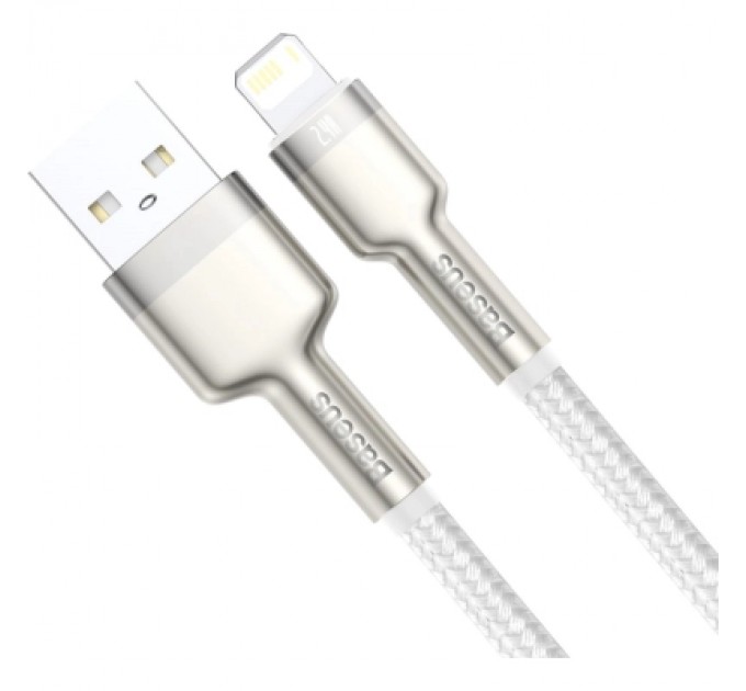 Baseus Дата кабель USB 2.0 AM to Lightning 2.0m Cafule Series Metal 2.4A White Baseus (CALJK-B02)