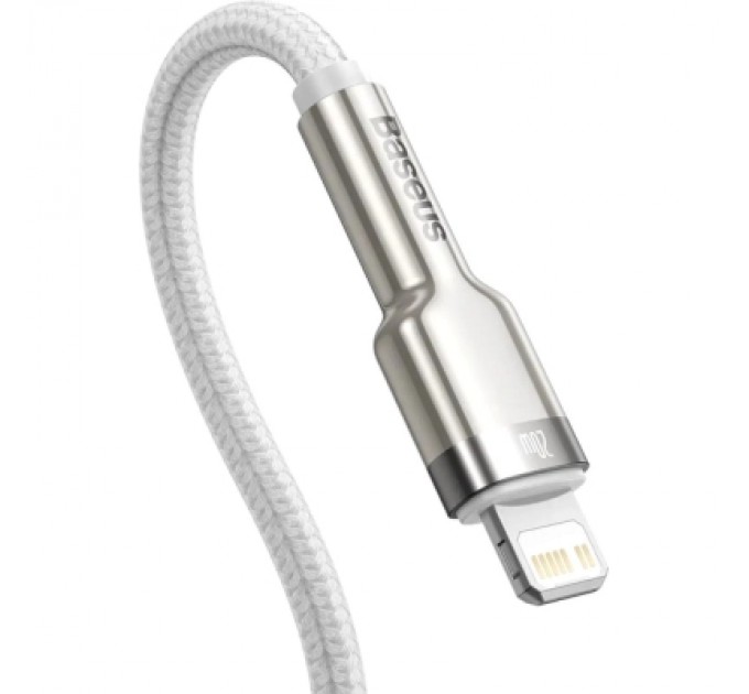 Baseus Дата кабель USB-C to Lightning 1.0m Cafule Metal PD 20W white Baseus (CATLJK-A02)