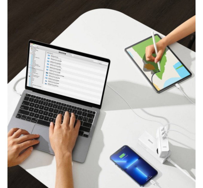 Baseus Зарядний пристрій Baseus GaN5 Pro Fast Charger 2C+U 140W + Cable 1.0m Type-C 240W white (CCGP100202)