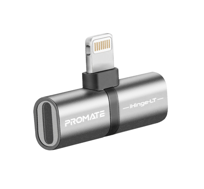 Promate Адаптер Promate Lightning - 2хLightning (M/F) iHinge Grey (ihinge-lt.grey)