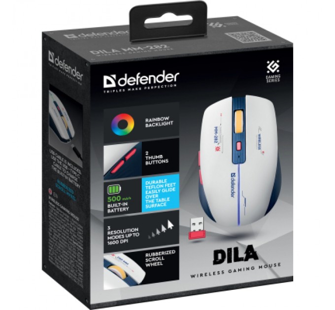 Defender Мишка Defender Dila MM-282 Wireless White/Blue (52282)