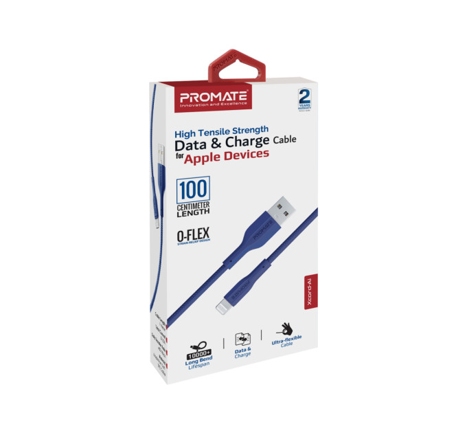 Promate Кабель Promate USB - Lightning (M/M), 2 A, 1 м, xCord-Ai Navy (xcord-ai.navy)