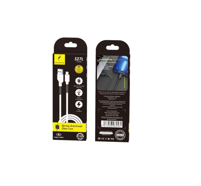 SkyDolphin Кабель SkyDolphin S27L Spring Anti-Brake USB - Lightning (M/M), 1 м, White (SDUSB-000608)