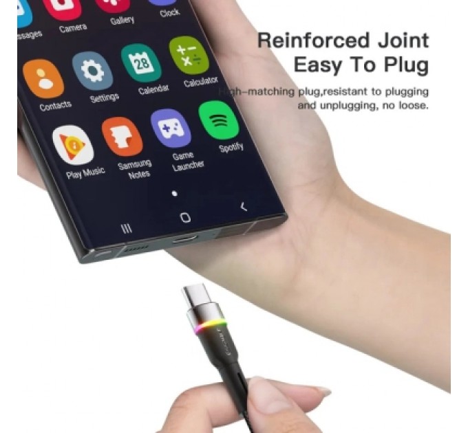 Essager Дата кабель USB 2.0 AM to USB-C 0.5m 3A LED black Essager (EXCT-XCDB01)