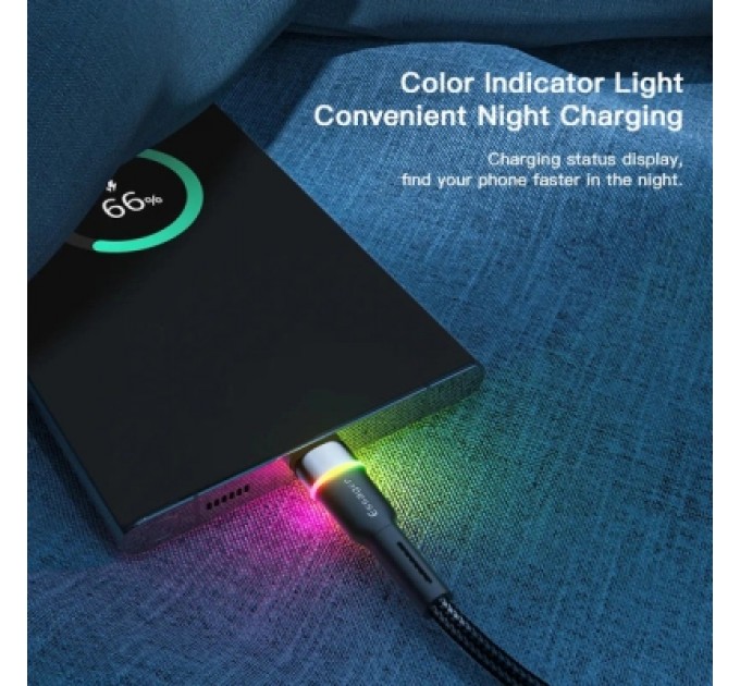 Essager Дата кабель USB 2.0 AM to USB-C 1.0m 3A LED black Essager (EXCT-XCD01)