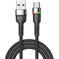 Дата кабель USB 2.0 AM to USB-C 1.0m 3A LED black Essager (EXCT-XCD01)