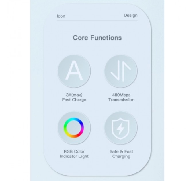 Essager Дата кабель USB 2.0 AM to USB-C 1.0m 3A LED blue Essager (EXCT-XCD03)