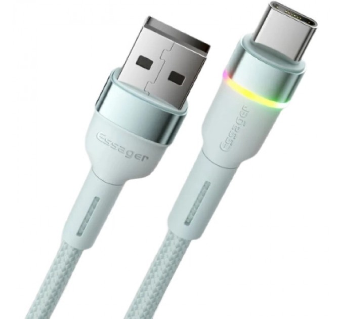 Essager Дата кабель USB 2.0 AM to USB-C 1.0m 3A LED blue Essager (EXCT-XCD03)