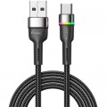 Essager Дата кабель USB 2.0 AM to USB-C 2.0m 3A LED black Essager (EXCT-XCDA01)