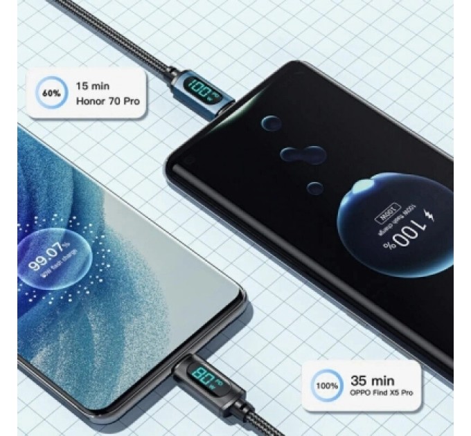 Essager Дата кабель USB 2.0 AM to USB-C 2.0m 7A LED black Essager (EXCT-XYA01-P)