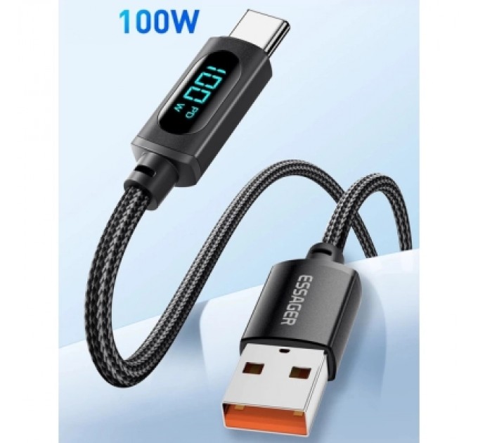 Essager Дата кабель USB 2.0 AM to USB-C 2.0m 7A LED black Essager (EXCT-XYA01-P)