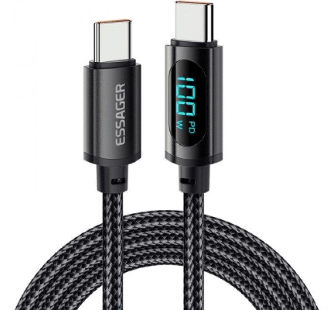 Essager Дата кабель USB-C to USB-C 1.0m 100W LED black Essager (EXCTT1-XY01-P)