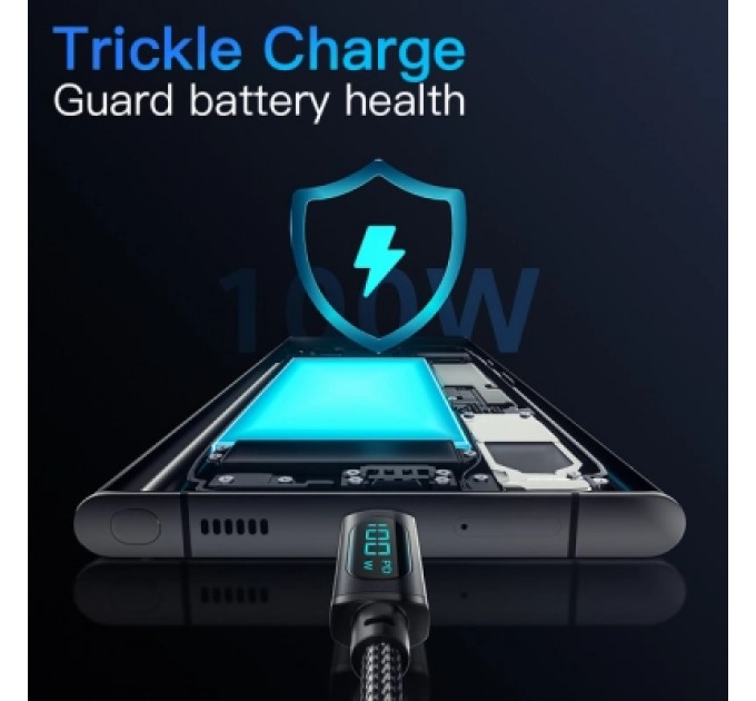 Essager Дата кабель USB-C to USB-C 1.0m 100W LED black Essager (EXCTT1-XY01-P)