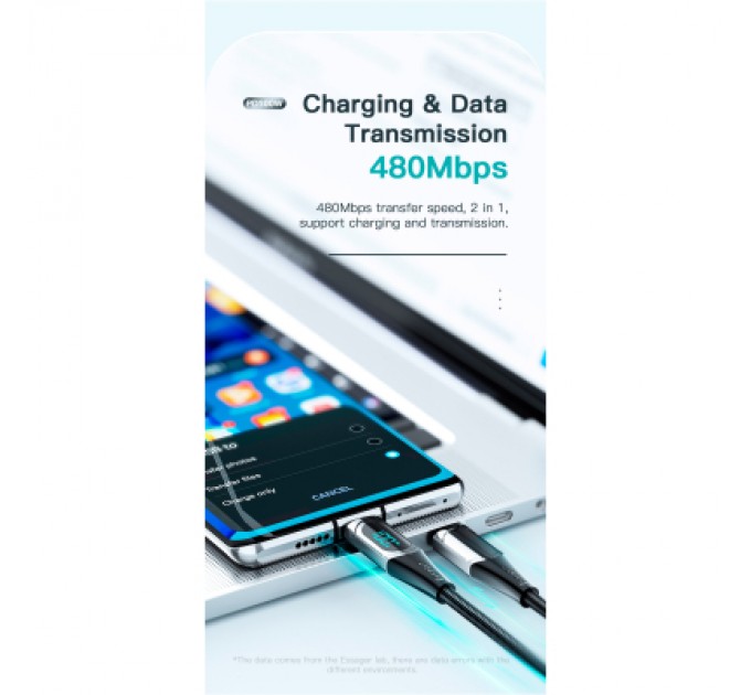 Essager Дата кабель USB-C to USB-C 2.0m 100W Digital Display blue Essager (ES-XCTT1-YDA03)