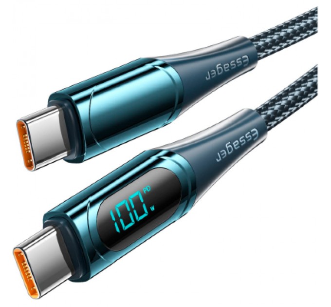 Essager Дата кабель USB-C to USB-C 2.0m 100W Digital Display blue Essager (ES-XCTT1-YDA03)