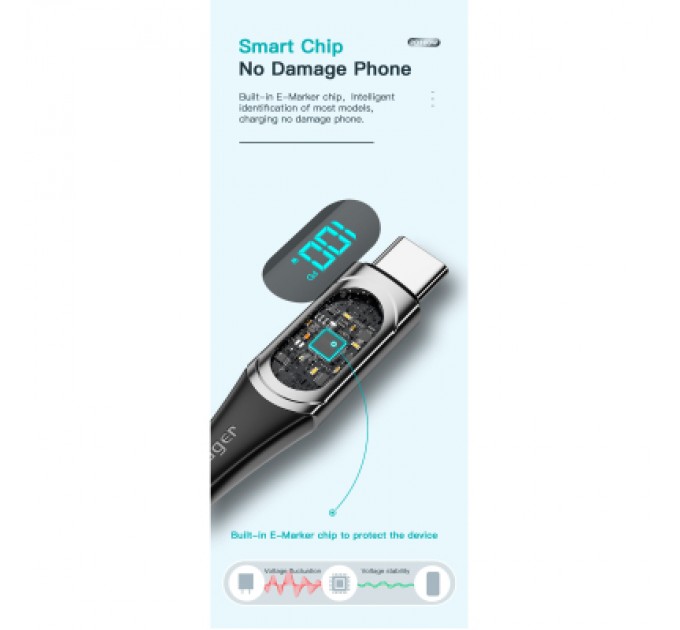 Essager Дата кабель USB-C to USB-C 2.0m 100W Digital Display blue Essager (ES-XCTT1-YDA03)