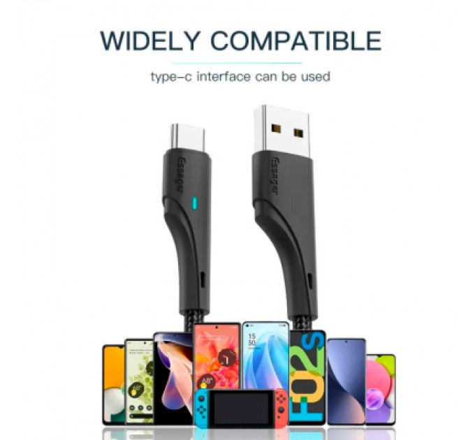 Essager Дата кабель USB 2.0 AM to USB-C 3.0m black Essager (EXCT-LSC01)