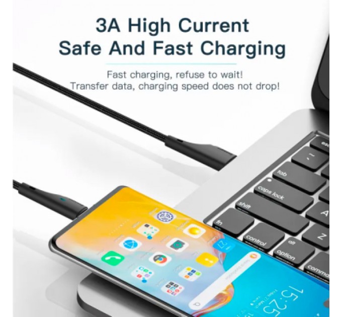 Essager Дата кабель USB 2.0 AM to USB-C 3.0m black Essager (EXCT-LSC01)