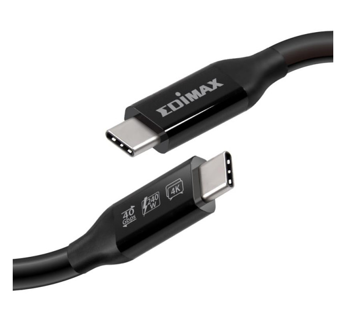 Edimax Кабель Edimax UC4 V2 USB Type-C - USB Type-C (M/M), Thunderbolt 3, 240 W, 20 V, 5 A Max, 1 м, Black (UC4-010TB)