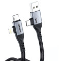 Foneng Кабель Foneng X92 4-in-1 (60W) USB/USB-C - USB-C/Lightning, 1 м, Black (X92-CA-FIO)