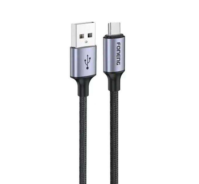 Foneng Кабель Foneng X95 Metal Head Braided Cable USB - USB-C 3A 1.2м Black (X95-CA-TC)