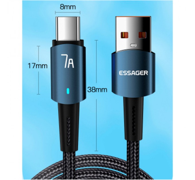 Essager Дата кабель USB 2.0 AM to USB-C 1.0m 100W black Essager (EXC7A-CG01-P)