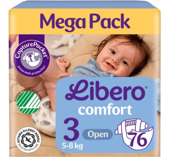 Libero Підгузки Libero Comfort Розмір 3 (5-8 кг) 76 шт (7310361157422)