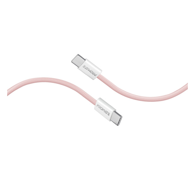 Promate Кабель Promate USB Type-C - USB Type-C (M/M), 3 A, 60 W, 2 м, EcoLine-CC200 Pink (ecoline-cc200.pink)