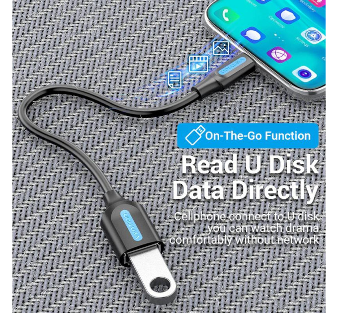 Vention Кабель Vention USB 3.1 Type-C - OTG USB3.0 AF, 0.15 m, Black (CCVBB)