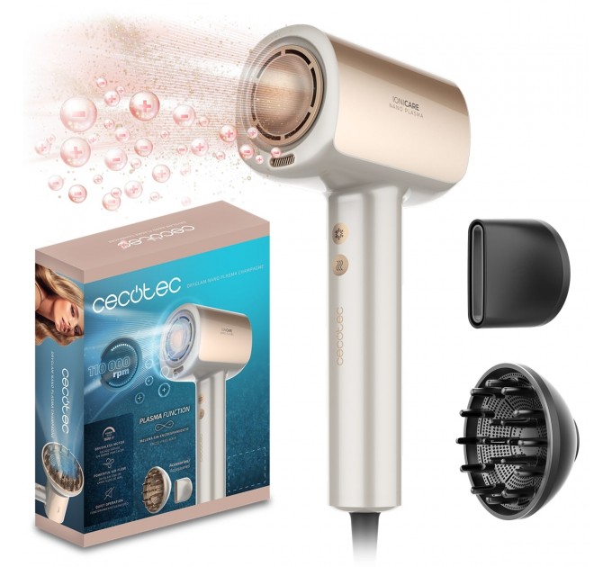 Cecotec Фен Cecotec DryGlam Nano Plasma Champagne (A01_EU01_101438)