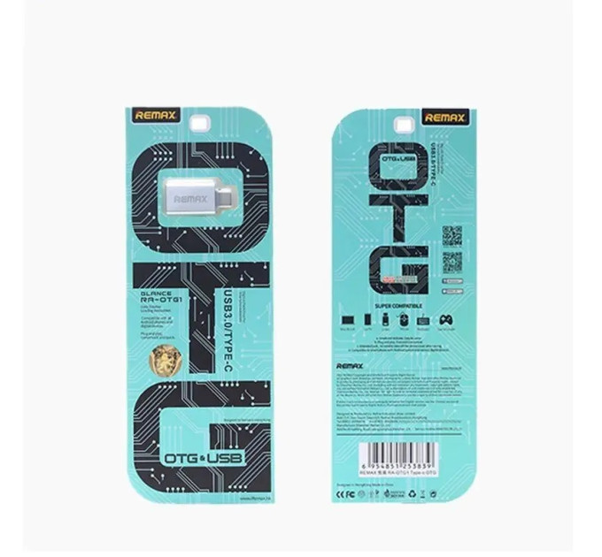 Remax Адаптер Remax Glance USB-USB Type-C RA-OTG1 Gold (6954851289753)