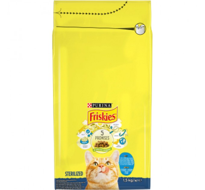 Purina Friskies Сухий корм для кішок Purina Friskies Sterile з лососем і овочами 1.5 кг (7613033002458)