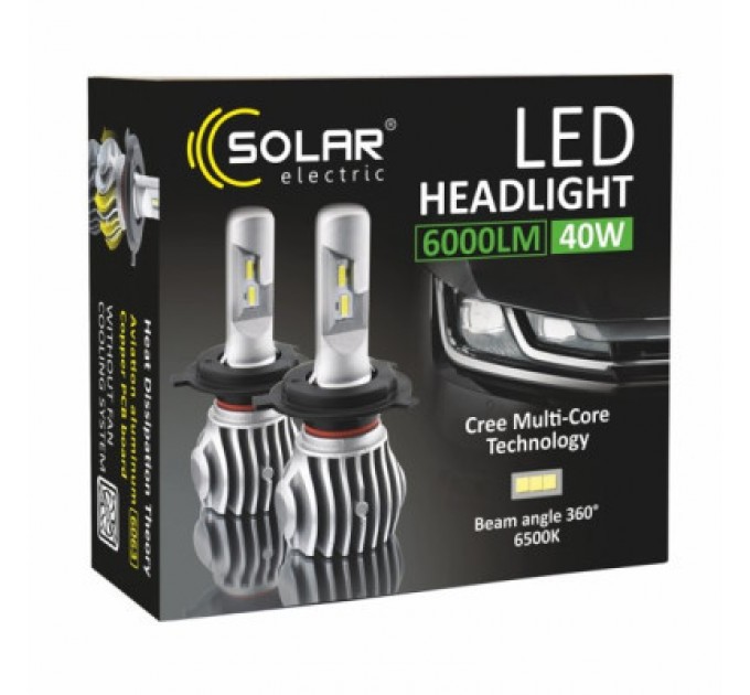 SOLAR Автолампа SOLAR H7 CANBUS 12/24V 6500K 6000Lm 50W Cree Chip 1860 (8607)