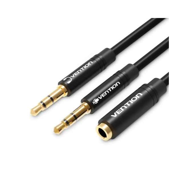 Vention Кабель Vention 3.5 мм - 2х3.5 мм (M/F), 1 м, Black +OMTP-CTIA (BHDBF)