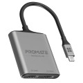 Promate Адаптер Promate USB Type-C - 2xHDMI (M/F) MediaLink-H2 Grey (medialink-h2.grey)