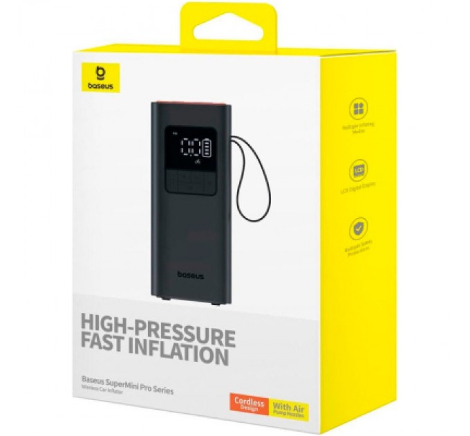 Baseus Автомобільний компресор Baseus SuperMini Pro Series Wireless Car Inflator Cluster Blac (C11159300111-00)