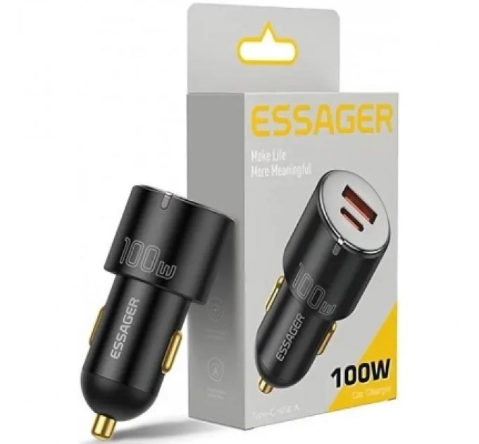 Essager Зарядний пристрій Essager 1xUSB-C 100W + 1xUSB black (ECCAC-QTZ01)