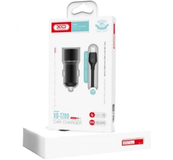 XO Зарядний пристрій XO 1xUSB + cable USB to USB-C TZ09 black (6920680873500)