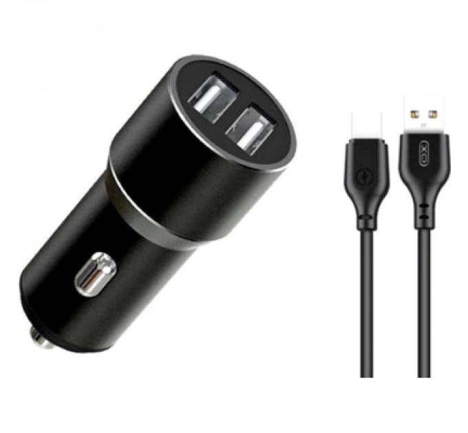 XO Зарядний пристрій XO 1xUSB + cable USB to USB-C TZ09 black (6920680873500)