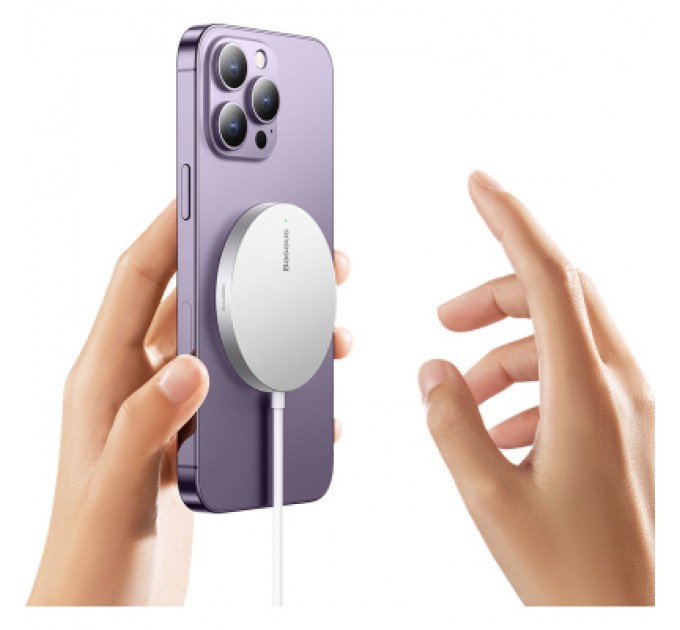 Baseus Зарядний пристрій Baseus Simple Mini3 Magnetic Wireless Charger 15W Silver (CCJJ040012)