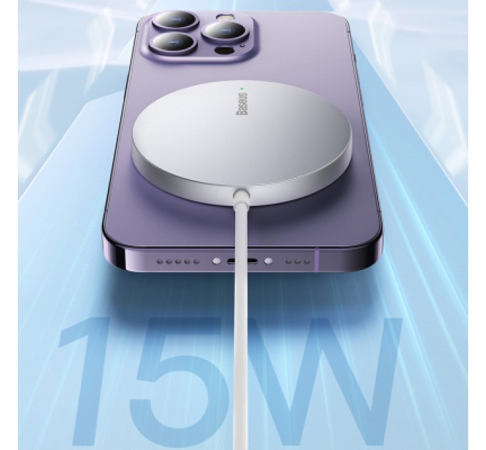Baseus Зарядний пристрій Baseus Simple Mini3 Magnetic Wireless Charger 15W Silver (CCJJ040012)