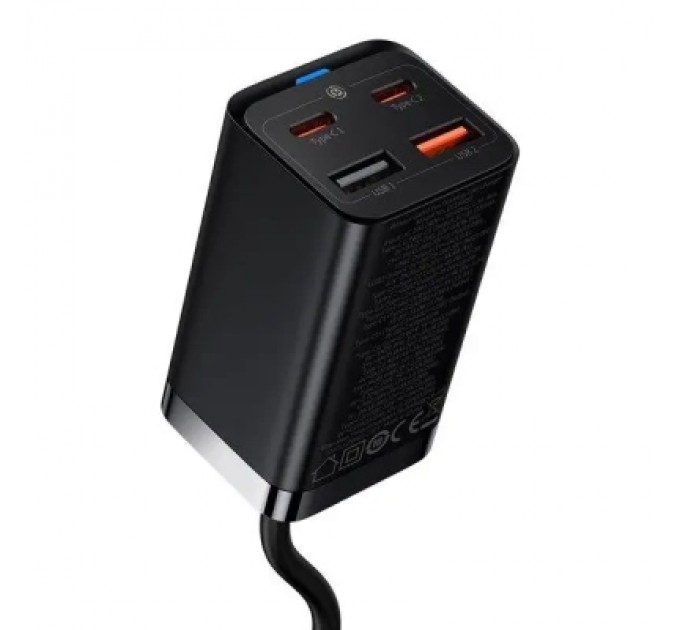 Baseus Зарядний пристрій Baseus 2xUSB-C 65W + 2xUSB GaN + cable USB-C to USB-C 100W 1.0m black (CCGP040101)