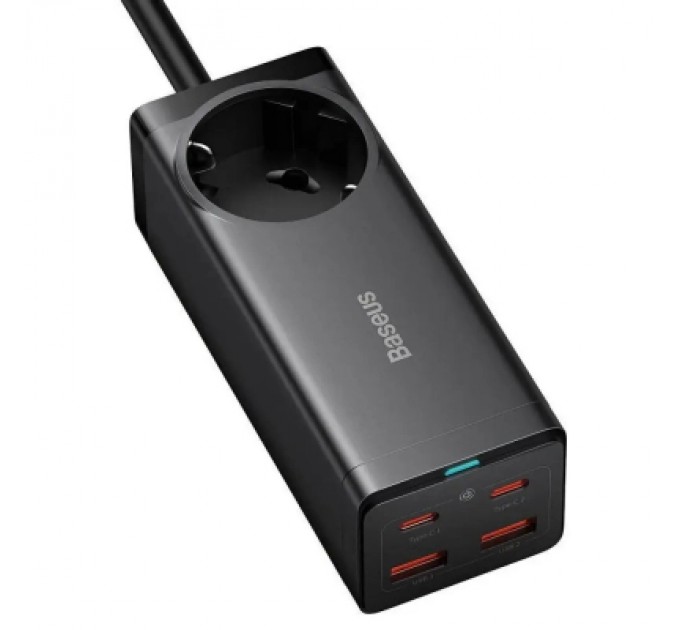 Baseus Зарядний пристрій Baseus AC + 2xUSB-C 100W + 2xUSB + cable USB-C to USB-C 100W 1.0m black (PSZM000401)