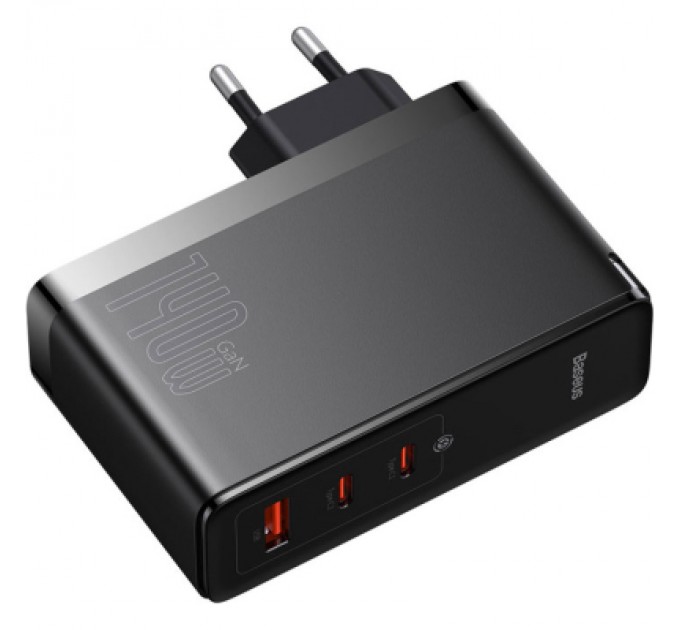 Baseus Зарядний пристрій Baseus 2xUSB-C 140W + 1xUSB GaN + cable USB-C to USB-C black (CCGP100201)