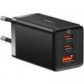 Baseus Зарядний пристрій Baseus 2xUSB-C 65W + 1xUSB GaN + cable USB-C to USB-C 100W 1.0m black (CCGP120201)