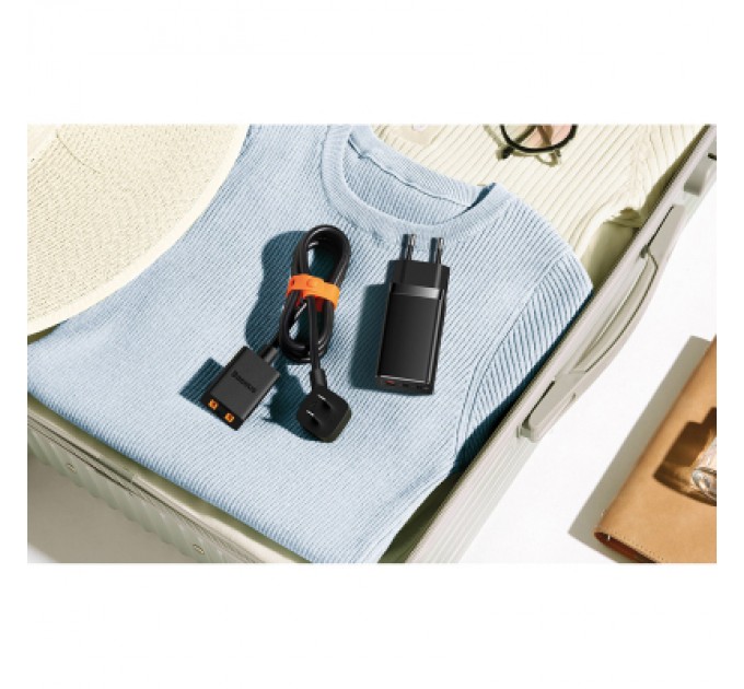 Baseus Зарядний пристрій Baseus 2xUSB-C 65W + 1xUSB GaN + cable USB-C to USB-C 100W 1.0m black (CCGP120201)