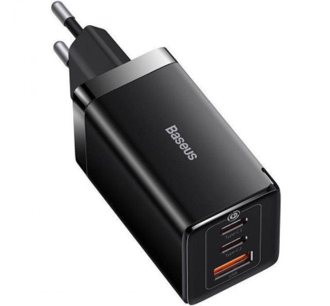 Baseus Зарядний пристрій Baseus 2xUSB-C 65W + 1xUSB GaN + cable USB-C to USB-C 100W 1.0m black (CCGP120201)