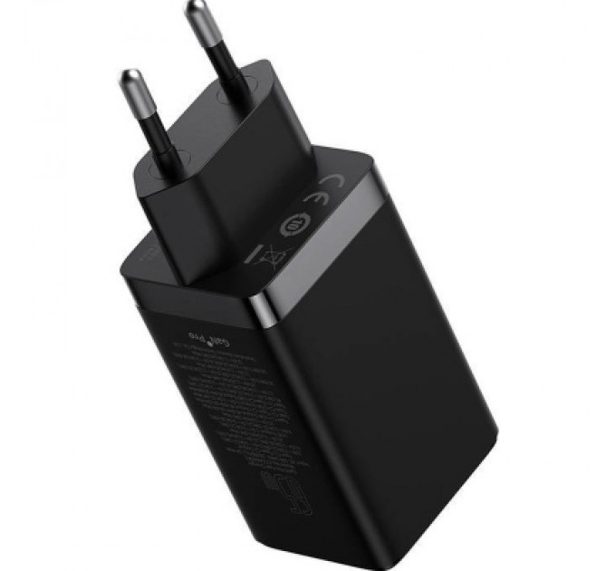 Baseus Зарядний пристрій Baseus 2xUSB-C 65W + 1xUSB GaN + cable USB-C to USB-C 100W 1.0m black (CCGP120201)